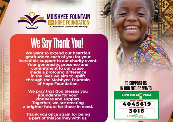 A Heartfelt Thank You from Moishyee Fountain of Hope Foundation