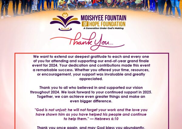 A Heartfelt Thank You: Moishyee Fountain of Hope Foundation’s 2024 Thanksgiving Edition